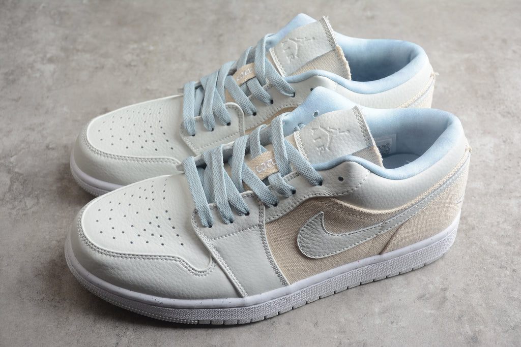 Jordan 1 Low – Gris / Beige / Azul