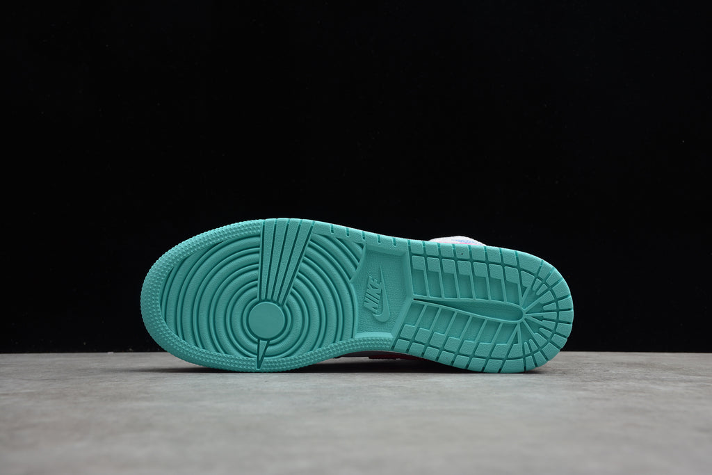Air Jordan 1 Mid – Blanco / Rosa / Turquesa