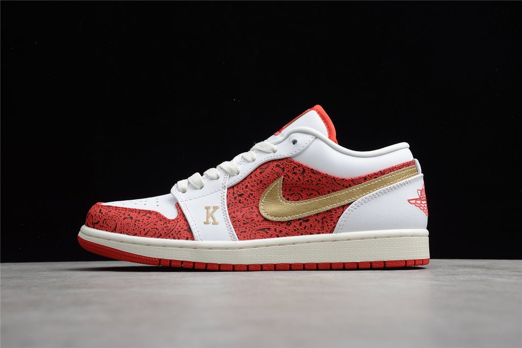 Jordan 1 Low – Rojo / Blanco / Dorado
