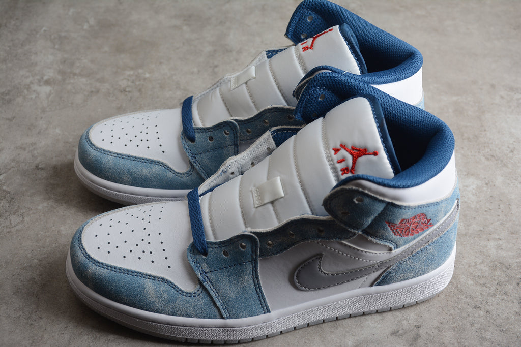 Air Jordan 1 Mid – Azul / Blanco / Gris